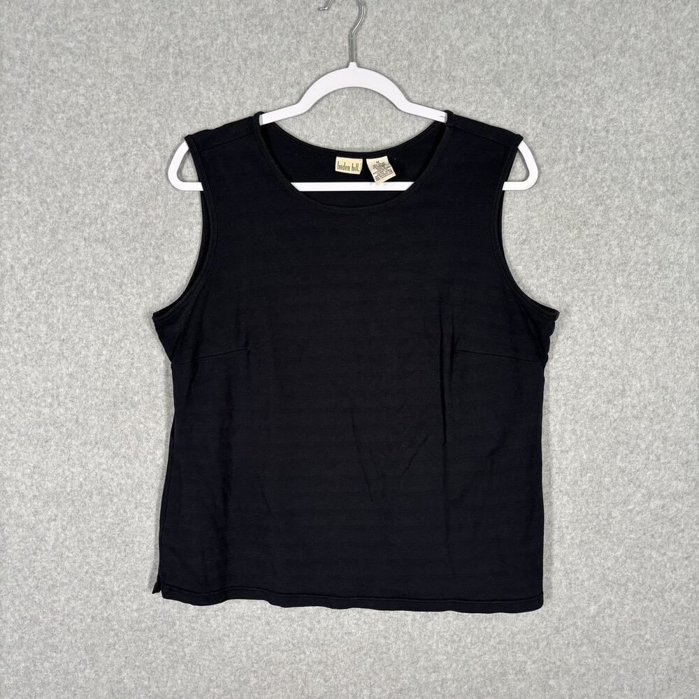 Linden Hill Tank Top Medium Black Textured Knit Stretch‎ Classic Minimal Quiet